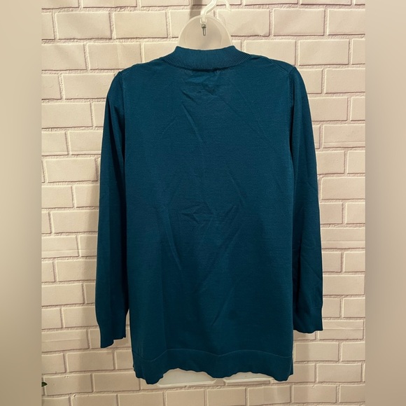 CABLE & GAUGE women v-neck blue-green sweater/size L - Picture 9 of 9